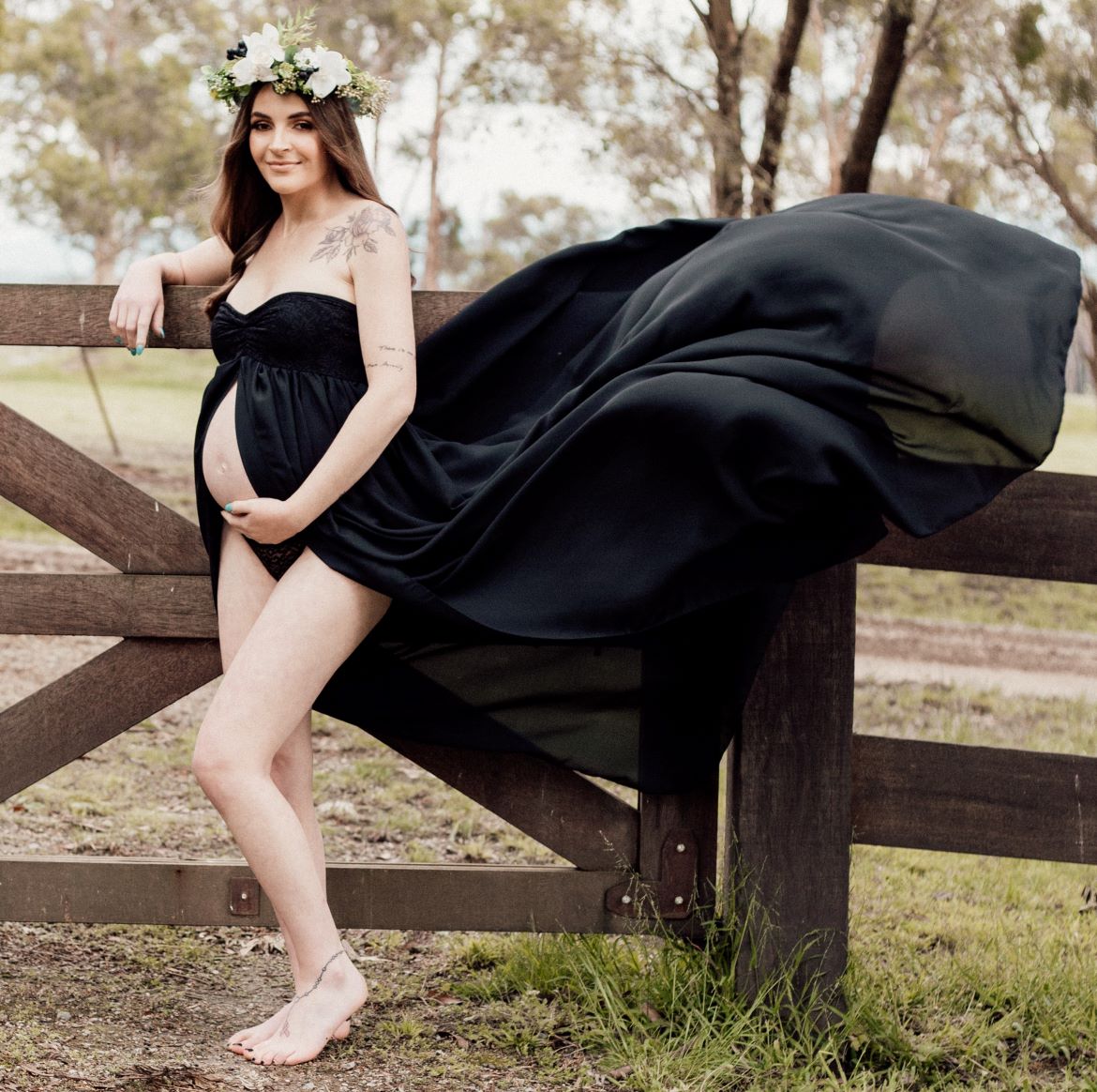 pregnancy. Maternity preparation. life birth expectation. Love. womens  health. girl with big belly. beautiful pregnant woman in spring flower skirt.  future mother have baby inside. i love my baby Photos